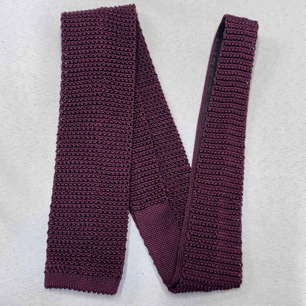 Cordings Knit Tie Mens OS Burgundy Silk Italy Textured Preppy Old Money Ivy